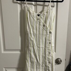 Banana Republic White Striped Spaghetti-Strap Dress with Neon Accents